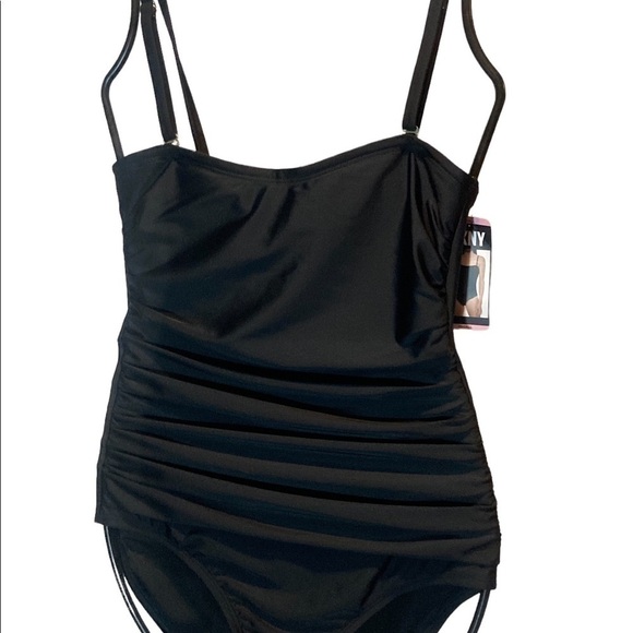 DKNY shirred bandeau bathing suit - Picture 4 of 6